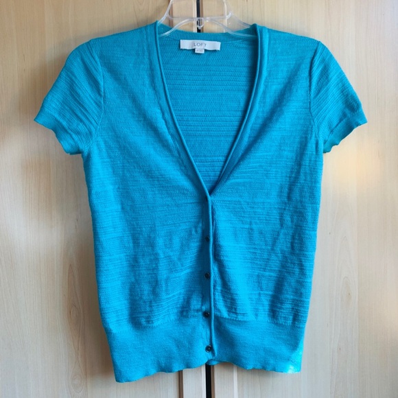 LOFT Sweaters - LOFT Cardigan Blue Button Down 100% Cotton Size XS